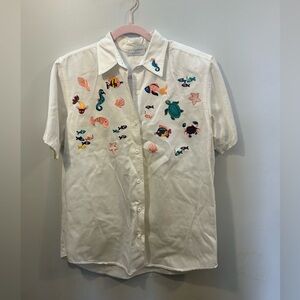 Christopher & Banks Vintage 100% Cotton White shirt Size M